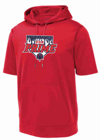 PRIME Short Sleeve Hoodie- Red